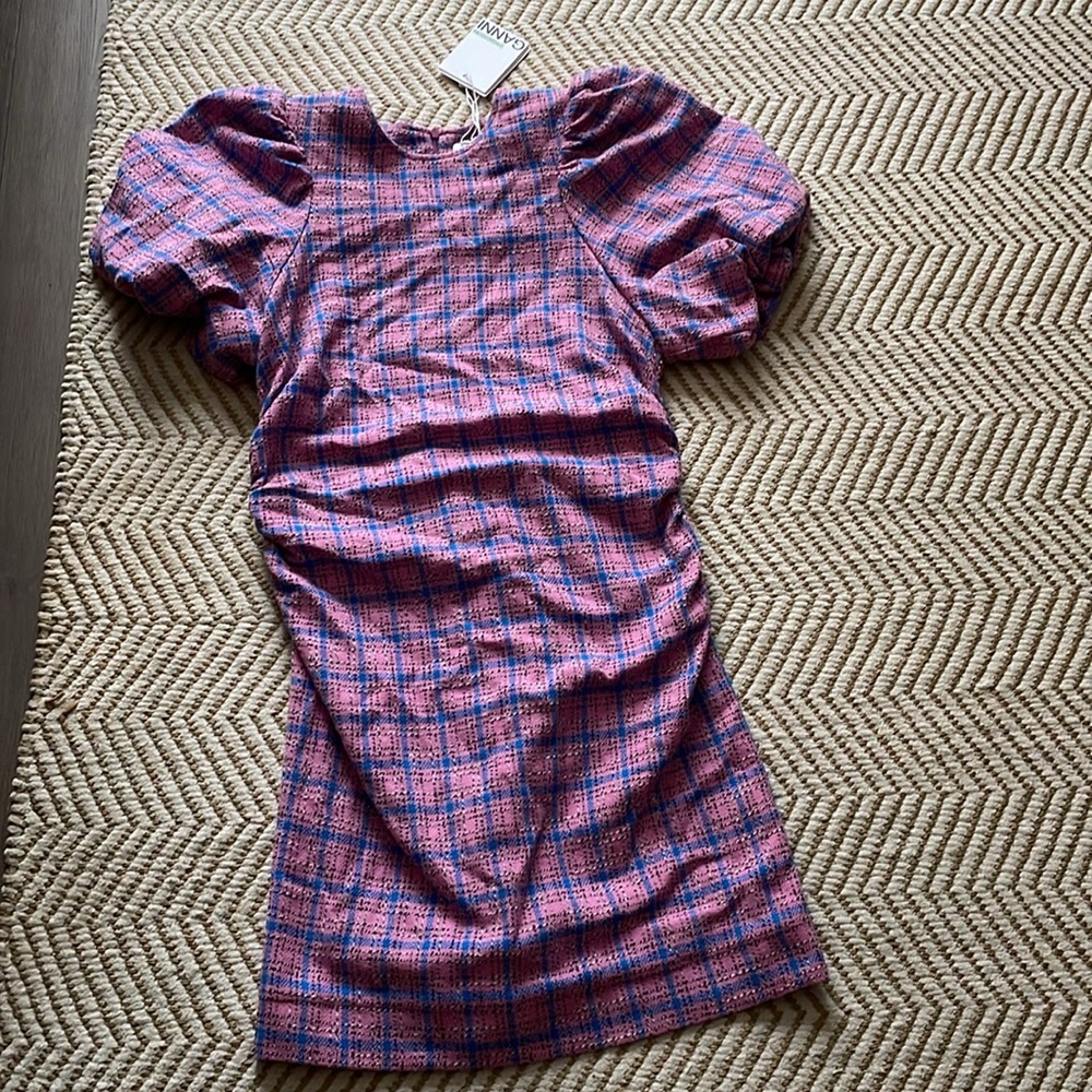 GANNI Pink Check Minidress - Picture 3 of 7